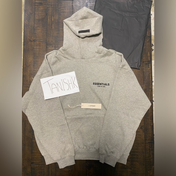 Dark Oatmeal Grey Essentials Hoodie - Picture 2 of 7